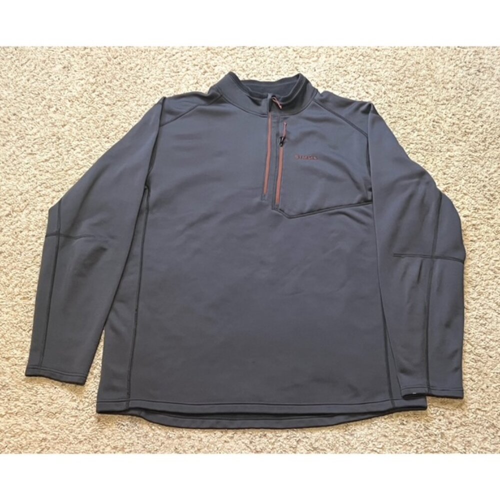 Simms Fishing Men Dark Gray Fleece 1/4 Zip Long Sleeve Pullover Size XLarge XL